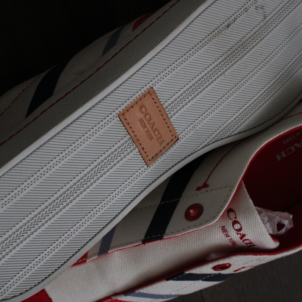 Coach Kids' Slip-On Canvas Sneakers in Red and White - Picture 5 of 9